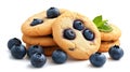 Close-up Stack of Blueberry Cookies with Fresh Berries Royalty Free Stock Photo