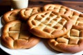 Close up of a stack of bread rolls on a white plate. generative ai