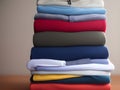close up stack of colorful clothes, Ai Generated