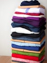 close up stack of colorful clothes, Ai Generated
