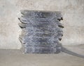 Close-up stack of compact discs on plywood and concrete wall Royalty Free Stock Photo