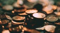 Close-up of a Stack of Copper Coins Royalty Free Stock Photo