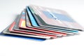 Close up of stack of credit cards,illustrative editorial Royalty Free Stock Photo