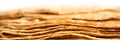 Close up on a stack of crepes french pancakes on a plate, panoramic background, web banner