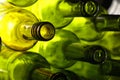 Empty green glass wine bottles isolated on white Royalty Free Stock Photo