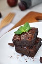 Close up Stack of Fudge Brownies