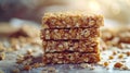 A close up of a stack of granola bars on top of each other, AI