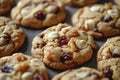 Close up of a stack of homemade cranberry flax breakfast cookies