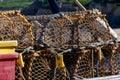 Close up of a stack of lobster pots