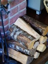 Close-up of a stack of logs for a domestic fireplace