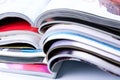 Close up Stack of magazines Royalty Free Stock Photo