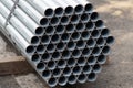 Close-up stack of metal pipe bunch iron