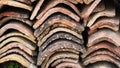 Old Roof Tiles, detail of some old roof tiles, clay Royalty Free Stock Photo