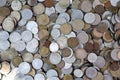 Close up of a stack of old turkish coins Royalty Free Stock Photo