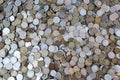 Close up of a stack of old turkish coins Royalty Free Stock Photo