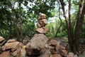 Close up stack of pebble stones on the nature background,shallow depth of field,light and shadow Royalty Free Stock Photo