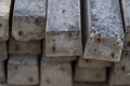 Close up Stack of precast reinforced concrete slabs background Royalty Free Stock Photo