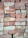 Close up of Stack of red brick building. Royalty Free Stock Photo