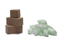 shipping boxes pile packing chips protect shipping Royalty Free Stock Photo