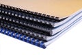 Close-up of a stack of spiral notebooks / reports Royalty Free Stock Photo