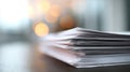 Close up stack of white paper on a table Royalty Free Stock Photo