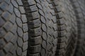 A close-up of a stack of winter tires Royalty Free Stock Photo