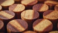 Close-up of a stack of wooden wine corks, showcasing the natural texture and patterns. Royalty Free Stock Photo