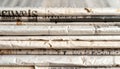 Close-up of Stacked Aged Newspapers Royalty Free Stock Photo