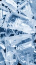 Close Up of Stacked Blue Ice Cubes with a Textured and Abstract Background Royalty Free Stock Photo