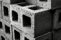 Close-up of stacked cinder blocks arranged in array Ai photo Royalty Free Stock Photo