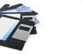 Close-up of stacked floppy disksisolated on white