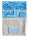 Close Up of Stacked Gray and Blue Microfiber Cleaning Cloths on White Backdrop Royalty Free Stock Photo