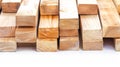 Close-up of Stacked Pine Wood Planks for Construction Royalty Free Stock Photo