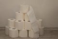 Close Up of stacked toilet paper Royalty Free Stock Photo