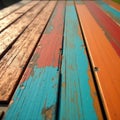 Close up of stained deck boards being prepped, diy, brush Royalty Free Stock Photo
