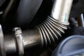 Close-up of Stainless Pipes of a turbo Car Engine Royalty Free Stock Photo