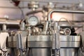 Close up of stainless steel jacketed reactor Royalty Free Stock Photo