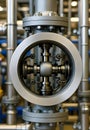 Industrial Valve Assembly With Circular Flange And Precision Machinery Components In Pipe System Royalty Free Stock Photo