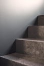 Close up of staircase on black stone wall corner background. Black lobby interior rough concrete stairway with black Royalty Free Stock Photo