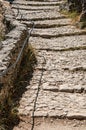 Close-up of the staircase to the Notre-Dame de Beauvoir church.