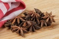 Close up of Star Anise Spices isolated on wooden background