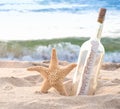 Starfish with birthday message in bottle