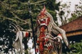 Close up of statue with barong colorful mask