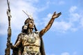 Close-up of statue of Inca Pachacutec in Cusco Royalty Free Stock Photo
