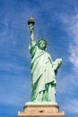 Statue of Liberty against blue sky in New York City