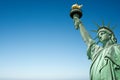 Close Up Of The Statue Of Liberty In New York, USA. Blue Sky Background