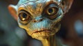 A close up of a statue that looks like an alien, AI