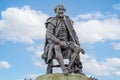 Close up of statue of William Shakespeare, centre piece of the Gower Memorial n Bancroft Gardens, Stratford upon Avon, Warwickshir