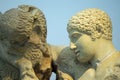 Close up of statues in the archaeological site of Olympia Royalty Free Stock Photo