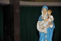 Close-up of statuette with image of Our Lady holding the boy Jesus in the Santuario das Almas church, in the coastal city of Niter